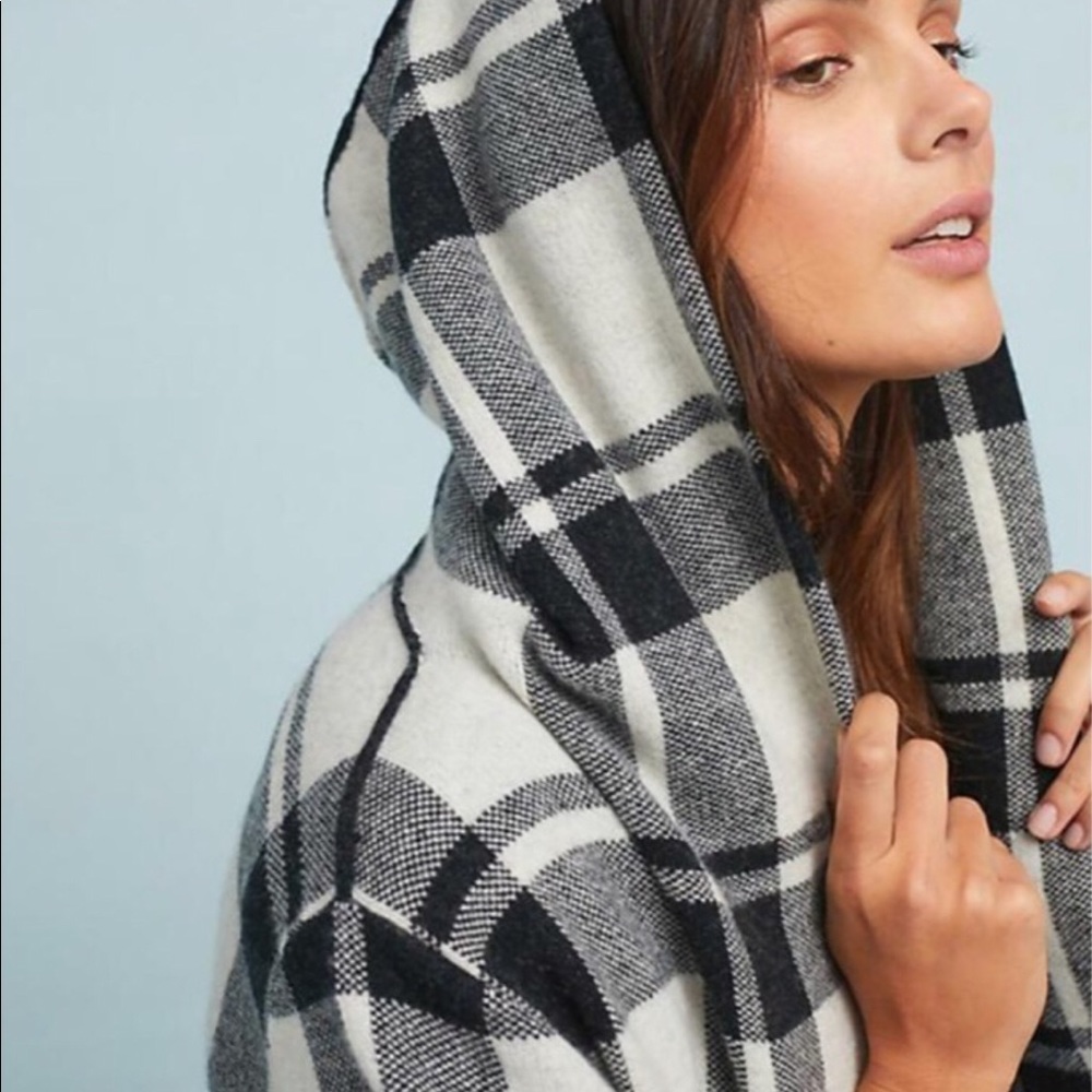 Anthropologie Field Flower Plaid Sweater Coat
